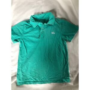 QUIKSILVER boys short sleeve teal Polo Shirt size 6
